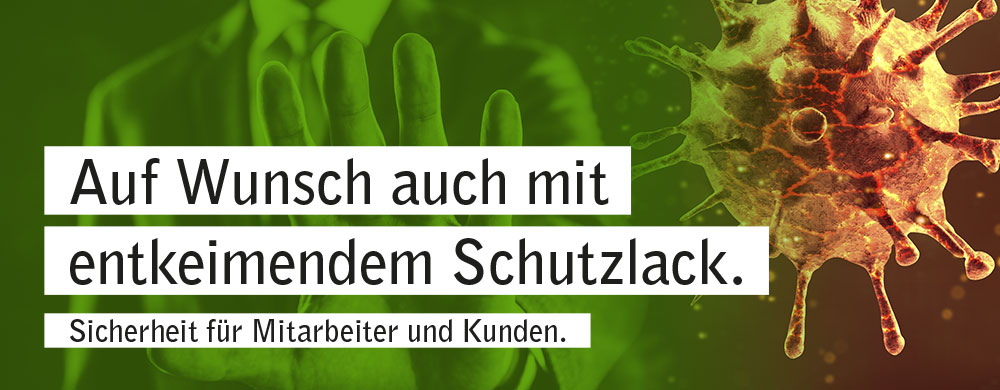 Drucksachen auf Wunsch mit entkeimenden Schutzlack.